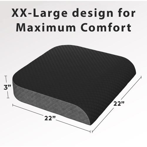 Kölbs Extra Large Seat Cushion Stylish Plush Velvet Cover XL Memory Foam for Office Chair, Floor Pillow Back Pain Coccyx Bruise Relief Carry Handle