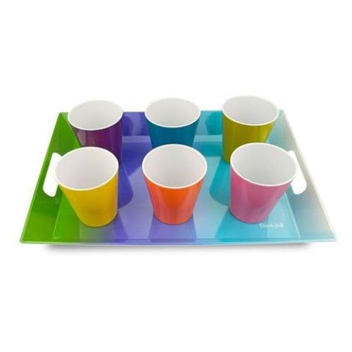 French Bull Melamine 16oz Tumblers - Colorful Assorted Set of 6, Stackable, Dishwasher Safe, BPA-free, Dringking Cups