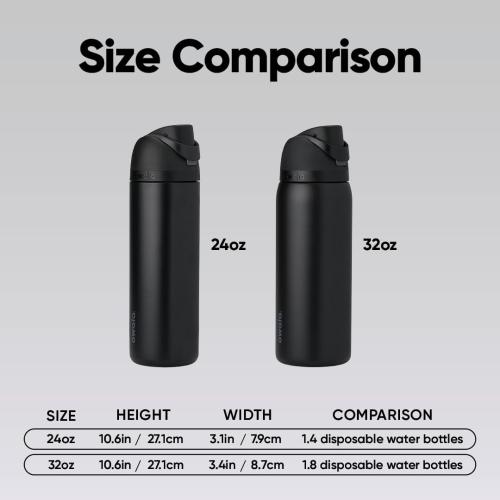 Owala FreeSip Stainless Steel Water Bottle 32 oz Very, Very Dark