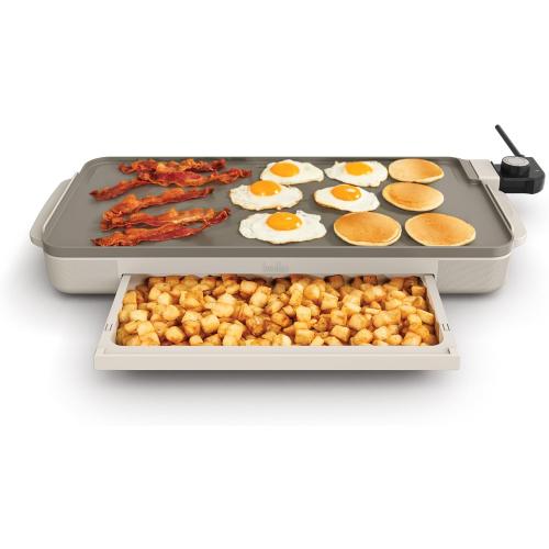 bella 10 x 20 Electric Griddle with Warming Tray, EverGood™ Ceramic Nonstick Coating & Removable Temperature Probe, Dishwasher-Safe Drip Tray & Cool Touch Handles, 1500 Watt, Oatmilk