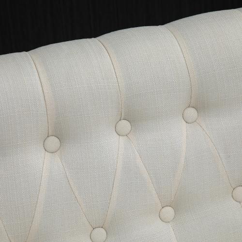 HomCom  Upholstered Armless Fabric Loveseat with Button Tufted Design for Living Room with Wood Legs Cream White