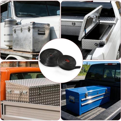 2 Pack Toolbox Weather Seal Gasket  D-shaped Seal Strip Solid Square SealStrip Self Adhesive EPDM Rubber for Most Truck Pickup Trailer Toolboxes