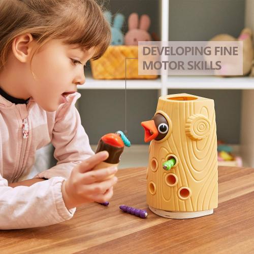 TOP BRIGHT Montessori Toys for 2 Year Old Gift, Magnetic Bird Feeding Game
