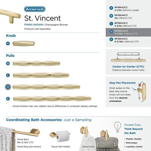 St. Vincent 5-1/16 in. (128 mm.) Center-to-Center Champagne Bronze Cabinet Drawer Pull