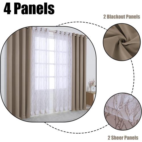 BONZER 4 Panels Set Mix and Match Curtains for Bedroom Living Room