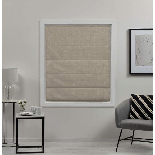 Exclusive Home Curtains Acadia 100% Blackout Roman Shade, 34x64, Natural, 1 Piece
