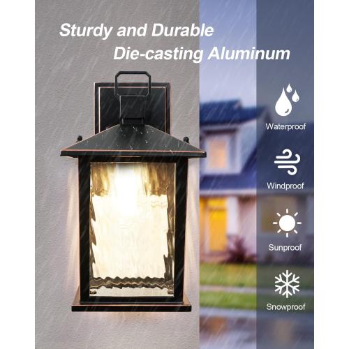Oil-Rubbed Bronze Outdoor Wall Light, 12'' Porch Light Aluminum