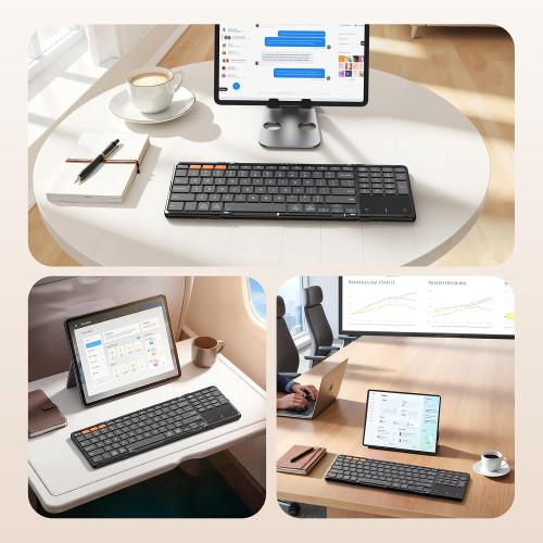 MEETION Foldable Keyboard with Touchpad, Bluetooth Keyboard, Numeric Keypad