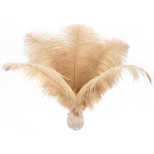 Ballinger Large Champagne Ostrich Feathers - 24pcs 12-14inch Boho Feathers for Vase and Home Decor Wedding Party Centerpieces