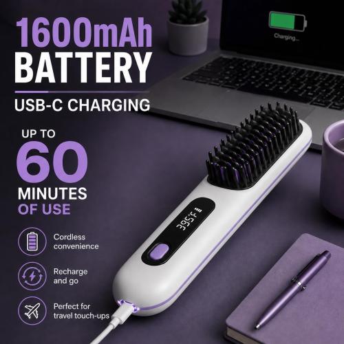 cocoony-Hairbrush Cordless Ionic Hair Straightener Brush