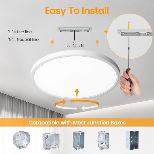 TALOYA Flush Mount LED Ceiling Light，20W 12 Inch-8 Pack,5CCT