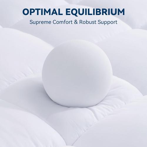 BDEUS Twin Mattress Topper, 1450 GSM Plush Pillow Top for Back Pain Relief, Quilted Fitted Mattress Protector with 8-21 Deep Pocket, Soft Mattress Pad Twin Size - 39x 75 White