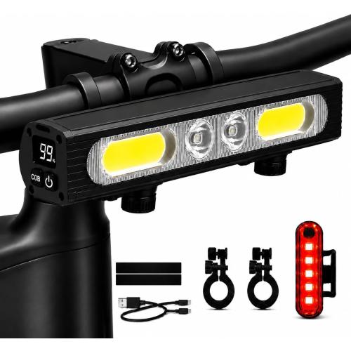 1200LM Bike Lights for Night Riding,Headlight and Tail Light Set