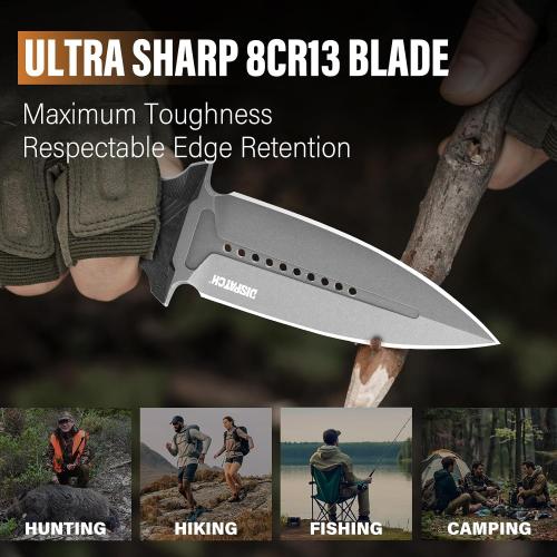 Dispatch Tactical Fixed Blade Knife, 3.89 8Cr13Mov Steel Blade with Ergonomic G10 Handle, Full Tang Double Edge Survival Knives with Kydex Sheath Horizontal & Vertical for Outdoor Activities