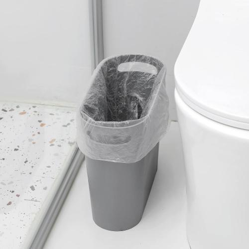rejomiik Small Trash Can, Slim Garbage Can Plastic Waste Basket with Handles 3.5 Gallon Container Bin for Narrow Spaces Bathroom, Bedroom, Kitchen, Office at Home, 2 Pack Grey