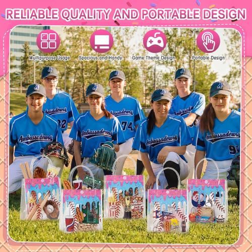 Kolldenn 24 Pcs Clear Baseball Snack Bags PVC Party Favors with Handle