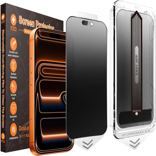 2‑Pack Matte 25° Privacy Screen Protector for iPhone 17 Pro Max