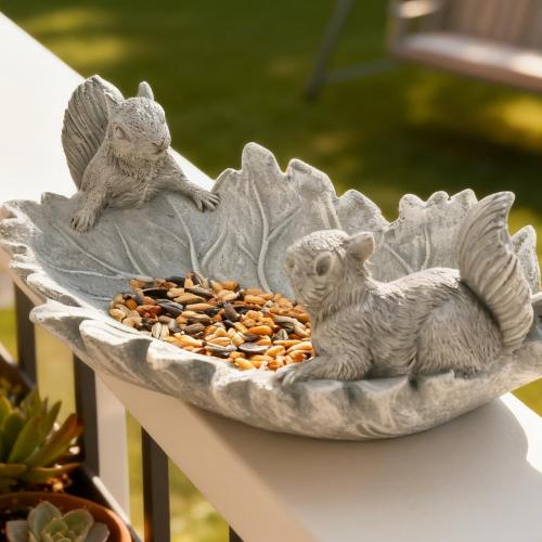 Concrete Bird Bath Bowl for Outside Small Bird Water Feeder Garden Decor