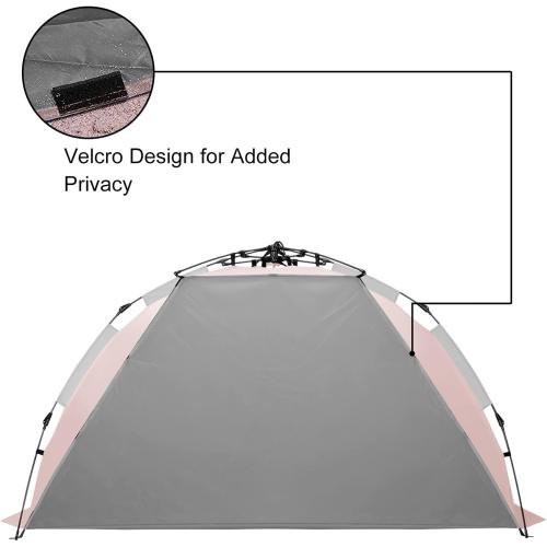 X-Large 4-Person UV Beach Tent with 6 Sand Pockets, Pink | Quick setup shade includes a carrying bag, stakes and weighted corners for windy days, fishing trips, hiking and camping.
