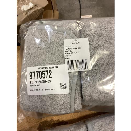 Haven Turkish Cotton Washcloth in Harbor Mist Grey Pack of 6