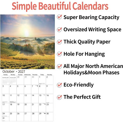 2026 Wall Calendar,Calendar 2026, November 2025 - December 2026, Wall Calendar Sunset, 12 x 24 Opened,Full Page Months Thick & Sturdy Paper for Calendar Organizing & Planning