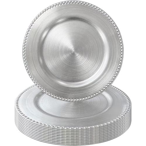 13 Silver Charger Plates 10 PACK,Silver Chargers for Weddings Christmas