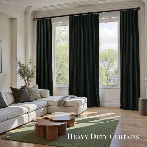 Nemia Dark Green Velvet Curtains Thermal Insulated Blackout Curtain for Bedroom Window Living Room Darkening Luxury Vintage 104 Inches Long Heavy Drapes Panels Rod Pocket Set of 2