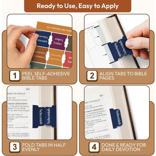 90 Christian Bible Tabs for Women, Men, and Kids - Assorted Colors - Large Print Laminated Labels - Bible Index Tabs for Church, Bible Study