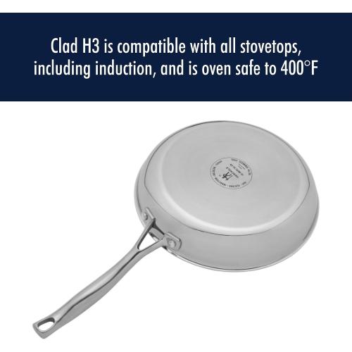 HENCKELS Clad H3 10-pc Induction Ceramic Nonstick Pot and Pan Set, Stainless Steel, Durable and Easy to clean