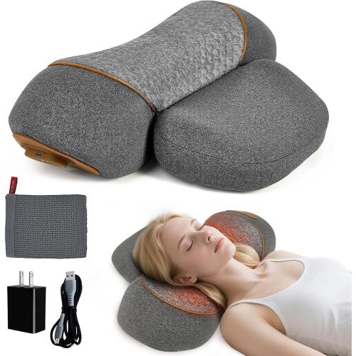 Neck Pillow - 3-in-1 Neck Pillow with Battery, Travel Neck Massage Pillow for Shoulder Pain Relief, Deep Tissue Pain Relief with Heat and Stretching, Neck Hump Corrector for Women