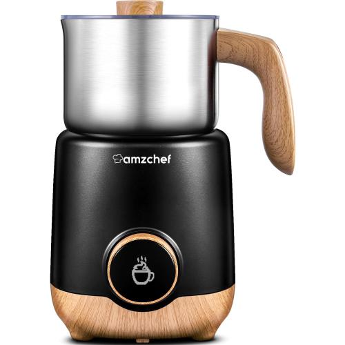 AMZCHEF 8-IN-1 Milk Frother and Steamer 550 Watts, 21 oz Split Stainless Steel Automatic Steamer, Milk's Warmer for Latte, Cappuccino, Hot and Cold Froth, Heated Milk, Hot Chocolate, Baby Food silver