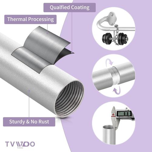 TVWOO Silver Wrap Around Curtain Rods:5/8 In Blackout Adjustable Window Curtain Rod for Bedroom Kitchen Apartment Renter Friendly,Room Darkening Curved Drapery Rods Easy Install,Antique Silver 48-90