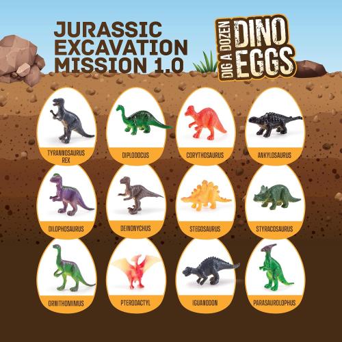 Dig a Dozen Dino Egg Kit for Kids - 12 Eggs & Surprise Dinosaurs