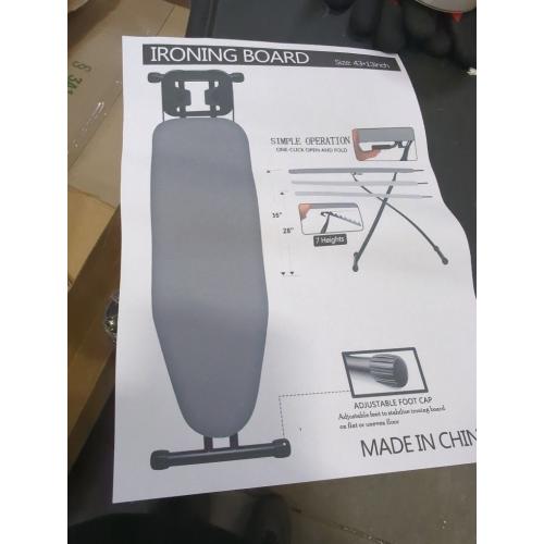 Size 43x13 Color Grey Ironing Board, Compact and Space Saver Patented Ironing Board with Iron Rest, Heat Resistant Cover with Ultra Thick Padding, Easy Storage with Stable Structure, Heavy Duty Steel Legs