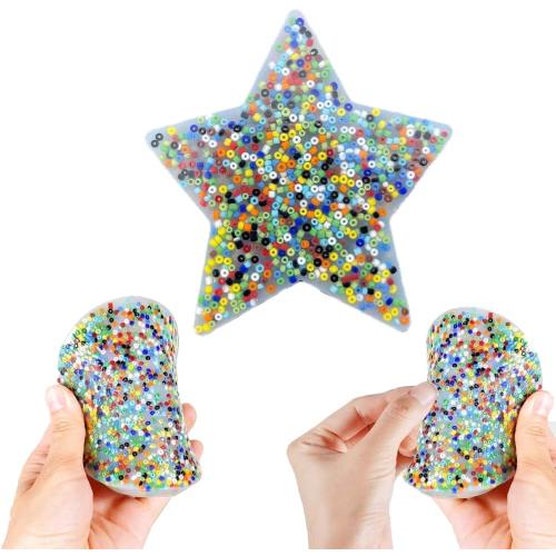 Flexible Silicone Sensory Fidget Pad, Multi-Color Mini Bead Covered Stress Relief Toy for Daily Calming, Anxiety Relief, Star