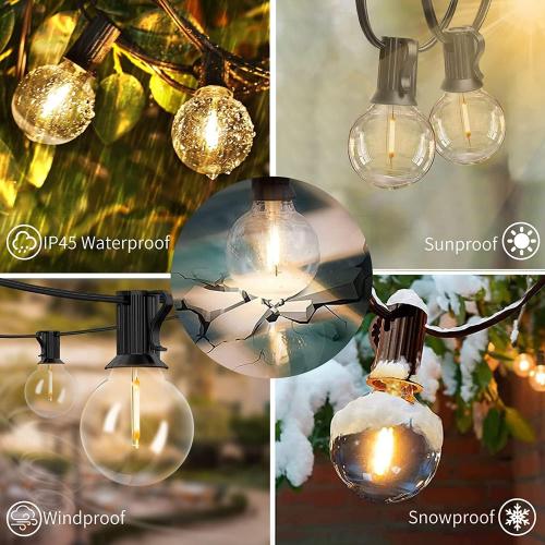 Svater Outdoor String Lights 25 FT G40 LED Patio Hanging Light Waterproof