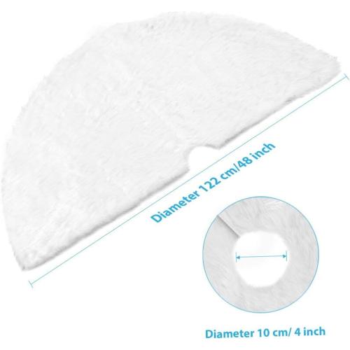 Christmas Tree Skirt - 48 Inches White Christmas Tree Skirt, High-End Soft Classic Fluffy Faux Fur Tree Skirt for Xmas Tree Decorations and Ornaments