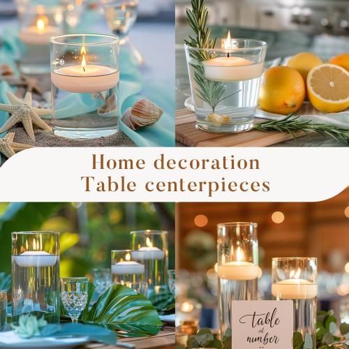 24 Pack White Floating Candles Set, 10 Hours Burns