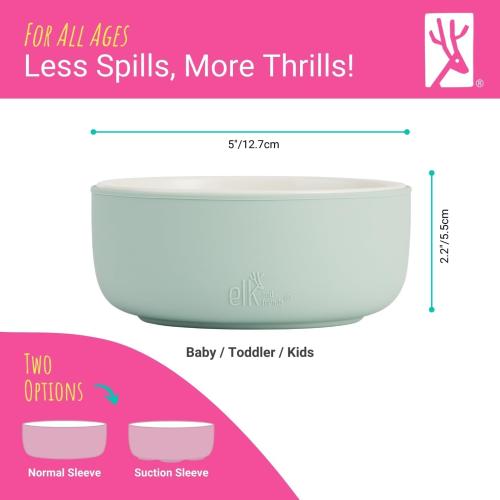 Elk and Friends Kids/Toddler Porcelain Bowls   Silicone Sleeves | 4pk