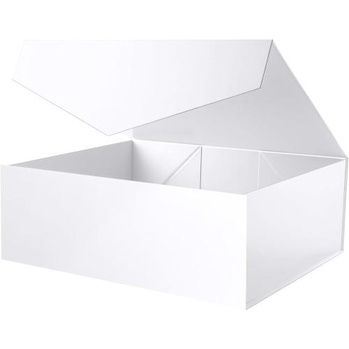 ROSEGLD Extra Large Gift Box 20x16x7.2 Inches, Giant White Magnetic Gift Box with lids for Presents, Bridesmaid Proposal Box (Glossy White)