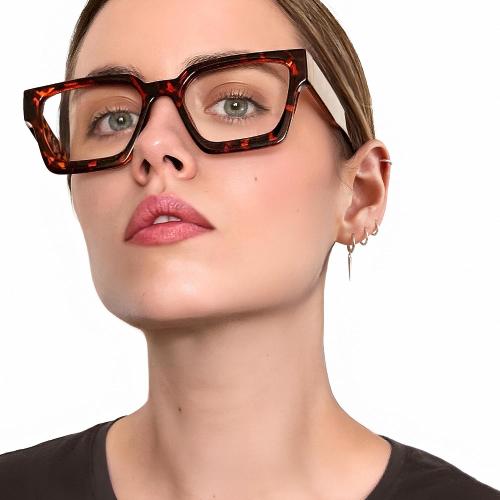 livho Oversized Eyewear Frame for Woman and Men - Rectangle Fashion Glasses for Computer, Chic Preppy Frame