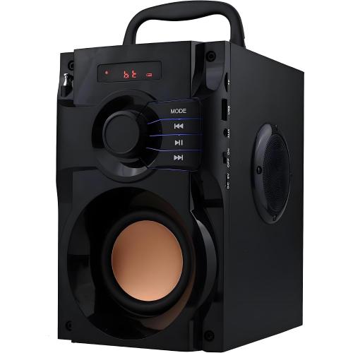 Bluetooth Speaker, Portable Wireless Speaker with Subwoofer Heavy Bass, FM Radio with LED, Remote Control, Phone Holder, MP3 Player for Party, Christmas, Indoor Outdoor, Mobile PC
