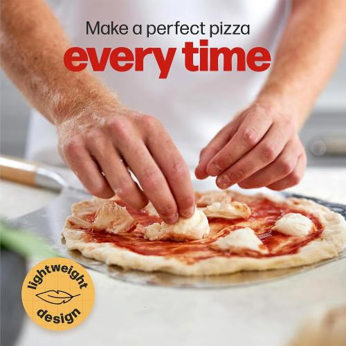 Pizza Steel PRO by Hans Grill | XL 1/4 Thick Square Conductive Metal Baking Steel for Oven and BBQ Cooking Pizzas | Bake and Grill Bread and Calzone with our Cast Iron Pizza Stone | Cast Iron Pizza Stone, Conductive Metal, Easy to Clean Surface, 13 x 13 inches, Includes Beechwood Handle Metal Pizza Peel