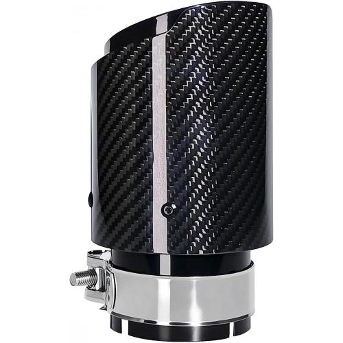 2.5Inlet 3.5Outlet Exhaust Tips Carbon Fiber Tailpipe Exhaust Pipe Tail Throat Tail Pipe Modification Parts GlossyBlack Need Height>4 Inch Widht>4 Inch