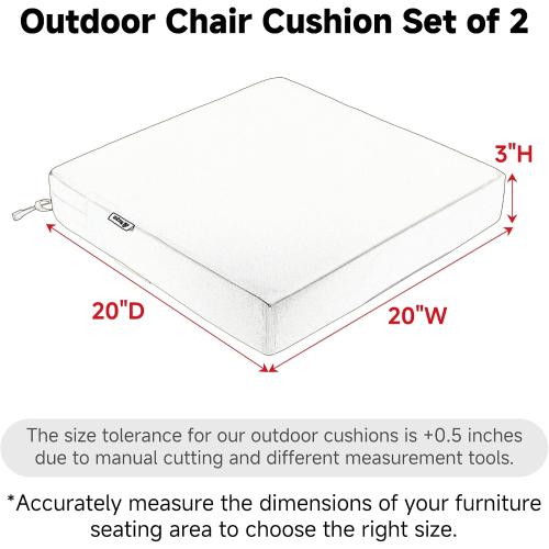 Favoyard Patio Chair Cushions 20 x 20 x 3 Inch Waterproof Outdoor Seat