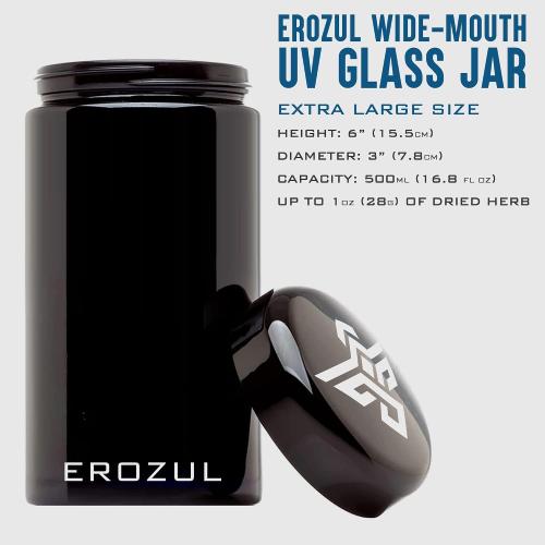 500 ml (1 oz) Screw Top Airtight Wide Mouth Ultraviolet Glass Jar with High UV Protection