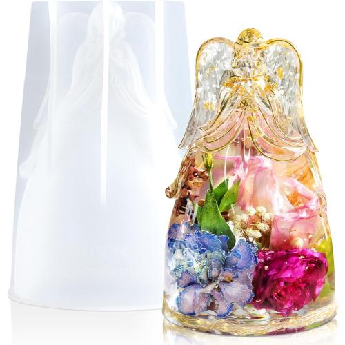 LET'S RESIN Angel Figurines Resin Epoxy Molds, Large Angel Silicone Molds for Preserved Flowers, Birthday Gifts for Women