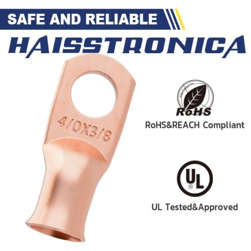 haisstronica 20PCS Battery Cable Lug & Heat Shrink Kit 4/0 AWG 3/8 (M10)