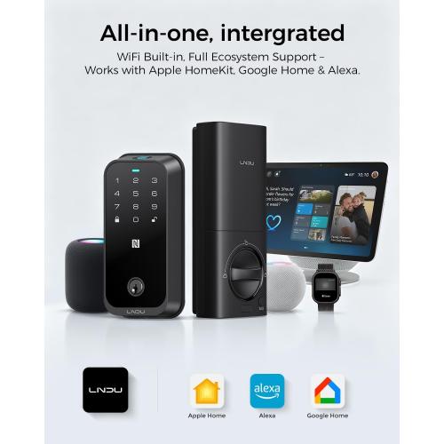 WiFi Smart Lock HomeKey Keyless Entry Door Lock Fingerprint Deadbolt