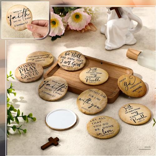 GlikCeil 72 Pcs Christian Compact Mirrors Bulk, Mini Bible Verse Mirrors